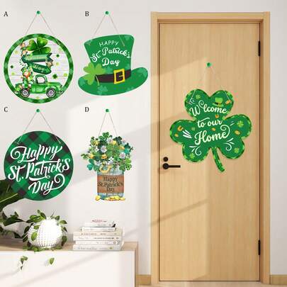 1 st/2 st St. Patrick's Day Lucky Fyrklöver Hängande Plakett Dekor, Lämplig För Ytterdörr, Vägg, Fönster, Hemmafest Klöver Hängande Dekoration
