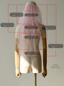 四层浪漫粉色蕾丝边新娘头纱，婚礼及伴娘头纱 - 淺粉色 - 查看 8