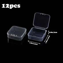 12个迷你贴纸收纳盒，透明塑料珠子收纳盒，适合收纳小物件、珠子、首饰、名片、游戏配件、工艺品、学习用品，非常适合开学季和圣诞节。 - 彩色 - 查看 16