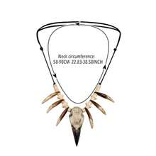 Collar cruz cuervo vikingo dientes hueso salvaje bárbaro halloween cosplay joyería alternativa - Cráneo de cuervo - Ver 6