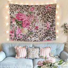 1pc Cheetah Print Tapestry,  Leopard Print Gifts For Women, Vintage Floral Cheetah Prints Blanket For Teen Room Bedroom College Dorm Apartment, College Dorm Decor, Living Room, Home Room Decor - 其他 - 查看 3