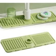 2 en 1 Alfombrilla de Silicona Absorbente, Tapete para Fregadero de Cocina Adaptación a Medida de Todos los Grifos, Alfombrilla para Fregadero Tapetes para Cocina (Gris) - Verde - Ver 1