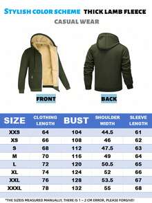 1pc Men's Long Sleeve Sherpa Lined Zip-Up Hoodie Jacket, Thick Casual Fleece Jacket, For Fall Winter - Army Green - View 6