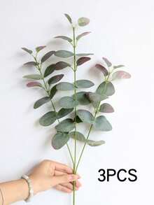 Bộ 1/3 lá bạch đàn giả Silver Dollar | Cành dài 26 inch, có kết cấu sống động như thật, thích hợp cho lễ tốt nghiệp, trang trí sinh nhật, trang trí sân vườn ngày Valentine, v.v. - Nhiều màu - Xem 12