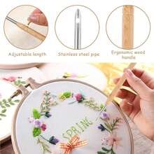 Set Of 5 Adjustable Punch Needles - Embroidery Tools With Storage Tube