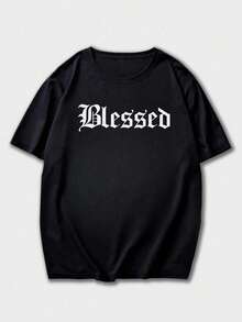 Krometka 男士休闲百搭简约英文标语印花短袖T恤 - 黑色 - 查看 5