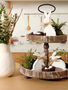 3件套复活节兔子装饰牌，复活节兔子桌面装饰工艺品 - 白色 - 查看 1