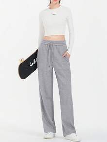 CAMEL CROWN Women's Sports Casual Pants, New Autumn Style, Cotton-Feel Comfortable Wrinkle-Resistant Knitted Flared Pants