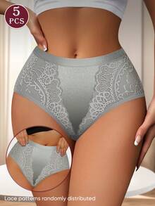 MIOTAN 5条装女士中/低腰蕾丝内裤，性感柔软透气内衣 - 彩色 - 查看 3