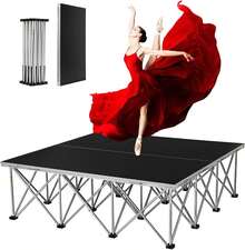 Portable Stage Platform 4x4ft, 1540lb Capacity & 16.5" H For Unobstructed Sightlines| 16-Strut Centipede Design| Foldable Stage For Events, Worship, Live Streams, Bars - Black - View 9