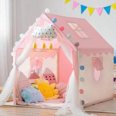 NEW Casa de Campaña para Niña Castillo Casita para  Tienda de Princesa Casa Juegos con Luces de Estrellas Diadema Cetro y Guirnalda de Animalitos Carpa Casita Regalos de Juguete para Niñas