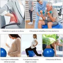 Pelota Fitness De Ejercicio para Yoga Pilates con Bomba para Pilates Yoga DEmbarazo Eporte Ejercicios Abdominales Y Ejercicios Bsicos Fitness Equilibrio Gym - azul + 55cm - Ver 9