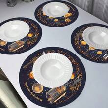 2/4/6 Piezas Elegantes Manteles Individuales con Patrón de Ramadán - Manteles Individuales Redondos de 15 Pulgadas Decorados con Patrones de Estrellas y Linternas. Adecuados para Fiestas, Comidas y Decoración Festiva. También Adecuados para Decoración del Hogar, Decoración de Mesa Festiva, Decoración Campestre Festiva, Decoración de Estilo Campestre, Manteles Individuales Lavables, Material Duradero, Decoración de Mesa Festiva y Entretenimiento en el Hogar. - Multicolor - Ver 8