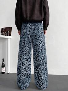 Quần jeans ống rộng họa tiết da báo đen trắng phong cách đường phố Mỹ ONE . DINY dành cho nam, kiểu dáng Y2K, thích hợp cho những dịp đặc biệt trong thời trang đường phố. - Màu xanh lam - Xem 2