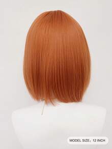 XYUNMI 女士法式波波头假发，橙色短直发，12英寸，耐热合成纤维假发，自然哑光效果，无蕾丝帽，优雅造型，适合日常佩戴和派对角色扮演场合。 - 橘色 - 查看 4