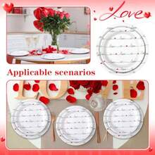 50 Pcs Valentines Day Paper Plates Red Love Heart 9 Inch 7 Inch Dinner Dessert Plates Disposable Tableware For Wedding Anniversary Romantic Valentines Galentine Party Supplies Decorations - RedWhite - View 6