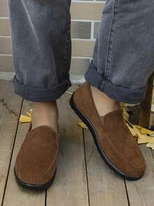 Pantuflas mocasines para hombres, zapatos de casa con espuma de memoria, pantuflas tipo mocasín cálidas para interiores/exteriores - Marrón - Ver 7