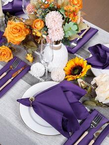 6/10/12/24/50 chiếc Khăn ăn vải màu tím, số lượng lớn 14*14/17*17/20*20 inch, có thể giặt được, 100% vải polyester, viền may chắc chắn, lý tưởng cho khách sạn, nhà hàng, tiệc tùng, đám cưới. - Màu tím - Xem 5