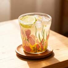 Taza de café y té,Taza de zumo,cristal borosilicato con bonito estampado de flores,Resistente al calor y al frío,Regalo para cumpleaños Navidad (campanadas) - Iris Rojo - Ver 2