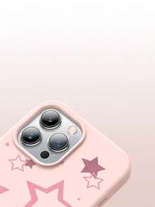 1pc Star Pattern, Large Hole Liquid Pink Shockproof Phone Protective Case, Silicone Material, Can Be Given As Holiday Gift, Compatible With Apple IPhone XS/XS Max/XR/11 12 13 14 15 16 Pro/Pro Max/14 15 16 Plus/17, Unisex - Multicolor - View 6