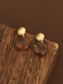 1对优雅几何琥珀渐变耳环，高贵时尚（颜色和纹理渐变随机搭配，以实物为准） - 琥珀色 - 查看 2