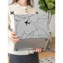 1 Piece, Minimalist Map And Airplane Design | Frosted Acrylic Ultra-Thin Laptop Case | Compatible With Air13 2025/Pro16 M3 M2 | Fingerprint-Resistant, Shockproof, And Heat-Dissipating | An Essential Protective Case For Office And Study Use.