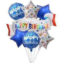 Kit de Globos para Fiesta de Cumpleaños, Globos con Diseño de Estrellas y Confeti, 7 Piezas, Tema Azul y Blanco para Celebración y Fiesta(default) - Multicolor - Ver 2