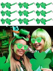 10个圣帕特里克节三叶草玻璃杯 - 爱尔兰绿色三叶草玻璃杯，适合作为派对礼物、小妖精服装和角色扮演游戏 - 彩色 - 查看 10