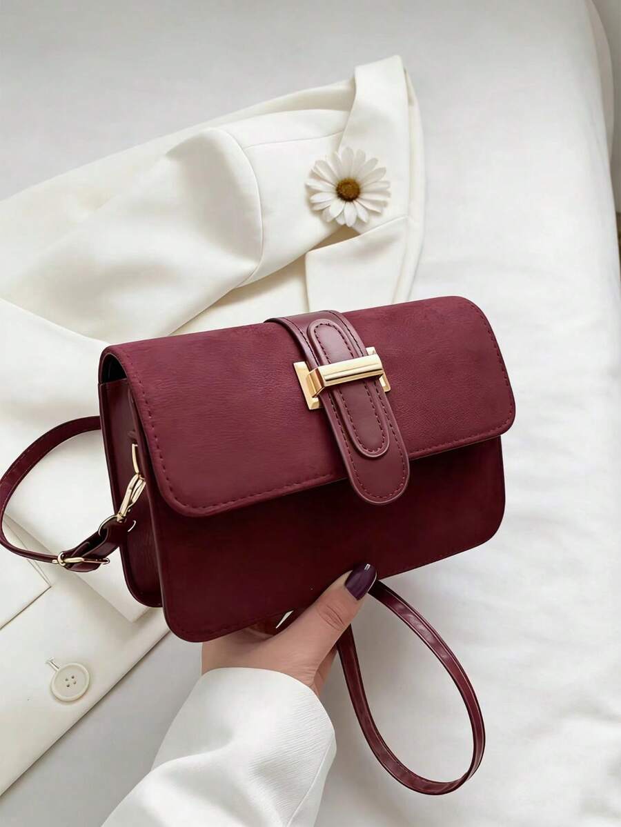 1 buah Tas Selempang Mini Suede untuk Wanita, Desain Baru Motif Buaya Timbul, Tas Bahu Warna Polos yang Modis, Musim Gugur 2026