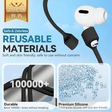 苹果防丢绳，无线耳机硅胶挂绳，防丢挂带 - 黑色 - 查看 8