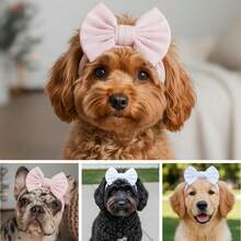 全新欧美风宠物配饰：条纹领结狗狗头带，可作狗狗毛发装饰或颈部装饰。采用涤纶和氨纶混纺面料，高弹力，可水洗，适合大型犬日常佩戴。弹性十足，佩戴舒适，四季皆宜。 - 彩色 - 查看 2