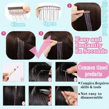 QY- Clip In Hair Tinsel 12 Pcs Hair Tinsel Kit For Girls 22 Inch Glitter Fairy Hair Extensions Colorful Heat Resistant Party Festival Accessories For Women 3- Colors -3788 - 3種顏色 - 查看 5