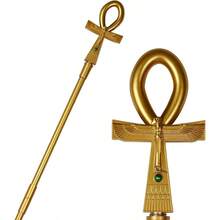VZQI 64 In Handheld Staff Prop Egyptian Ankh Walking Scepter Pimp Cane Costume Accessory - Gold - View 7
