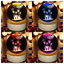 3D郁金香水晶球夜灯，是情人节、感恩节、母亲节及其他节日的最佳礼物。它象征着充实幸福的生活，是每个人都喜欢的梦幻美丽的礼物，也是一份贴心的生日礼物。 - 彩色 - 查看 2