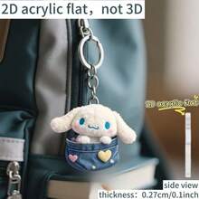 1pc Sanrio Cinnamon Dog 2D Acrylic Keychain | Cute And Practical, Ideal For Holidays And Gifts, With Stainless Steel Chain, Cartoon Theme - Multicolor - View 5