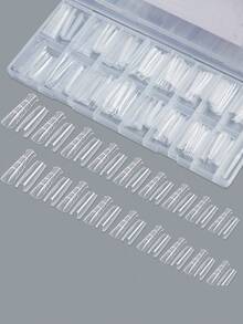 256pcs/Box Almond & Round Nail Extension Mold Set, Sandwich Style With Alignment Guide, Reusable For DIY Quick Nail Extension, 16 Sizes, Transparent Plastic Mold, Suitable For Salon-Level Manicure At Home - Multicolor - View 6