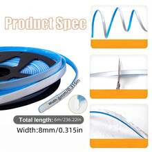 6m PVC Tile Seam Self-Adhesive Sticker, Waterproof & Mildew-Proof For Bathroom, Ceiling Edge Trim - Multicolor - View 4