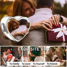 2pcs Personalized Charm Bracelet, Necklace, Anklet Set, Customized Photo Pendant, Birthstone Name Bracelet Pendant, Photo Necklace Pendant, Photo Anklet Pendant, Heart/Round/Square Beads Gift For Daughter, Girlfriend, Wife, Best Friend, Fashion, Autumn, Minimalist, Casual, Retro, Punk Style, Customizable, Personalized, Unique - Silver - View 8