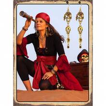 女士海盗服装套装，包括海盗头巾、腰带、项链、耳环、眼罩，万圣节嘉年华角色扮演服装配饰套装 - 彩色 - 查看 8