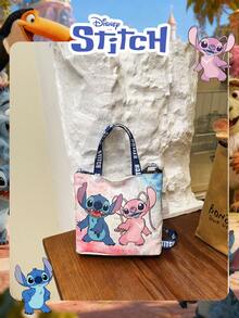 Disney Officially Licensed 1 Pc Lilo & Stitch Printed Teen's Book Bag,Candy BagLunch Bag Mischievous Stitch Student's Cute Cartoon Handheld Bag For Daily Use, Casual Canvas Shoulder Bag For Easy Carry – For Students/College/University StudentsTeenagers/Teens/Young Adults/Zoomers For Daily/Shopping/ Valentine's Day - Multicolor - View 7