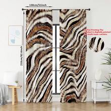 2pcs 2D Printed Zebra Pattern Semi-Blackout Curtains, Fashionable Wild Style For Living Room And Bedroom - Multicolor - View 3