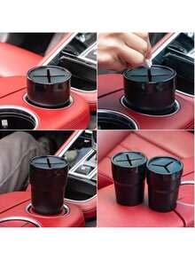 1pc Car Coin Storage Box, Multi-Functional Compact Car Mini Garbage Can With Lid, Desktop Organizer And Ashtray, All-In-One Storage Box, Car Cup Holder Tray, Vehicle Interior Trash And Coin Tray, Space-Saving Console Accessory For Car, Perfect For Coin Collection, Small Trash, Trash-Driving, Travel Companion, Auto Interior Organization, Everyday Car Workspace Upgrade - Upgraded Version - View 3