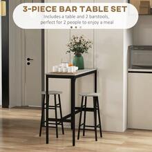 3 Piece Bar Table Set With 2 Stools, Industrial Bar Table And Stool Set, Dining Table And Chair Set For Small Space, Grey - 83A-048V80GY - View 5