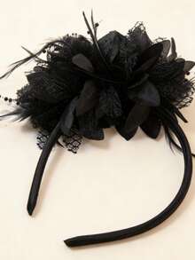 1件复古优雅羽毛花朵发箍，派对及婚礼头饰，夸张的3D花朵和珍珠装饰，适合化装舞会、嘉年华、宴会等场合，粉色发饰发箍，家居美发饰品 - 彩色 - 查看 9