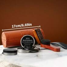 7-In-1 Travel Shoe Care Kit, Black Unisex Shoe Polish, Brush, Leather Cleaner & Conditioner Set - Multifunctional, Portable, Includes Accessories, Premium Holiday Gift