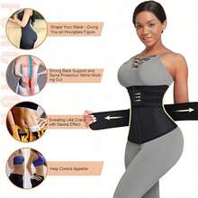 Women's Reversible Waist Trainer Belt, Zippered Tummy Control Body Shaper, Sports Compression Waist Cincher For Workout, Gym, Walking, Fitness, Daily Wear & Waist Support, Multiple Sizes - Black - View 3
