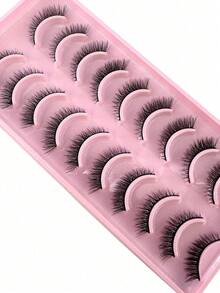 10 pares de pestañas postizas de visón 3D suaves y esponjosas, pestañas postizas dramáticas hechas a mano que dan un aspecto natural, pestañas postizas gruesas y voluminosas - Negro - Ver 7