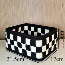 Giỏ đựng đồ đan lát kẻ caro đen trắng cổ điển, hộp đựng đồ đa năng không nắp đậy - Có thể dùng để đựng đồ trên bàn làm việc và trong phòng ngủ, sắp xếp tủ quần áo, làm giỏ đựng đồ trên kệ, giải pháp lưu trữ bằng nỉ, giải pháp lưu trữ gia đình đa năng hoàn toàn mới, hộp đựng đồ bằng nỉ dung tích lớn để đựng quần áo, đồ chơi, sách và các vật dụng linh tinh, cần thiết cho mùa tựu trường, cũng thích hợp để đựng mỹ phẩm, đồ ăn nhẹ, quần áo, tất và đồ chơi. - Lưới đen trắng - Xem 17