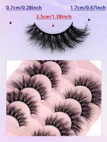 ENCHUW 5 Pairs False Fluffy Russian Strip Lashes 3D Fake Lashes Makeup Messy False Eyelashes Fluffy Thick Lashes Volume D Curly Fake Eyelashes - Black - View 2