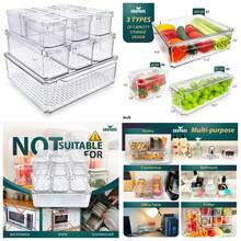 10-Pack Clear Fridge Organizer Bins With Lids & Drainage Holes, Stackable Container Set,   Plastic Refrigerator Storage Containers For Food, Fruits, Vegetables, Meats (Multi-Purpose) - 預設 - 查看 2